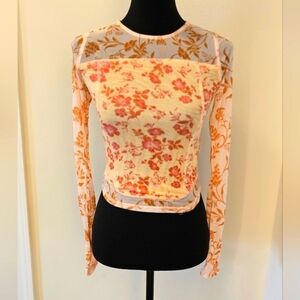 New Free People Mesh Betty’s Garden Long Sleeve Top | Size XS | NWT
